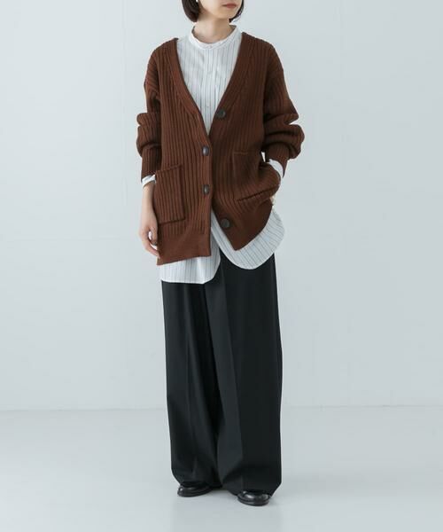 URBAN RESEARCH / アーバンリサーチ カーディガン・ボレロ | ウールワイドリブVネックカーディガン | 詳細7