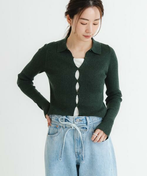 URBAN RESEARCH / アーバンリサーチ カーディガン・ボレロ | シャツカラーリブニットカーディガン | 詳細2
