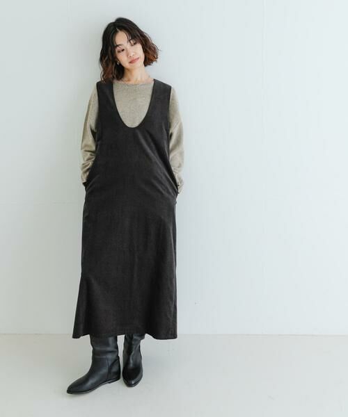 URBAN RESEARCH / アーバンリサーチ ワンピース | Uネックコーデュロイジャンパーワンピース | 詳細16