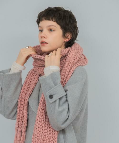URBAN RESEARCH / アーバンリサーチ マフラー・ショール・スヌード・ストール | Fratelli Talli　フリンジニットマフラー（ピンク）