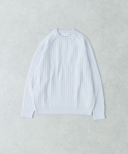 URBAN RESEARCH/アーバンリサーチ new basic COTTON CASHMERE WIDE RIB CREW NECK KNIT ブルー系その他 M