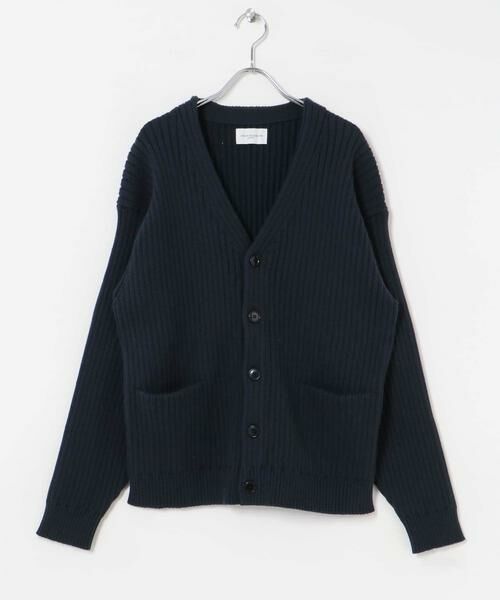 URBAN RESEARCH/アーバンリサーチ new basic COTTON CASHMERE WIDE RIB CARDIGAN ネイビー L