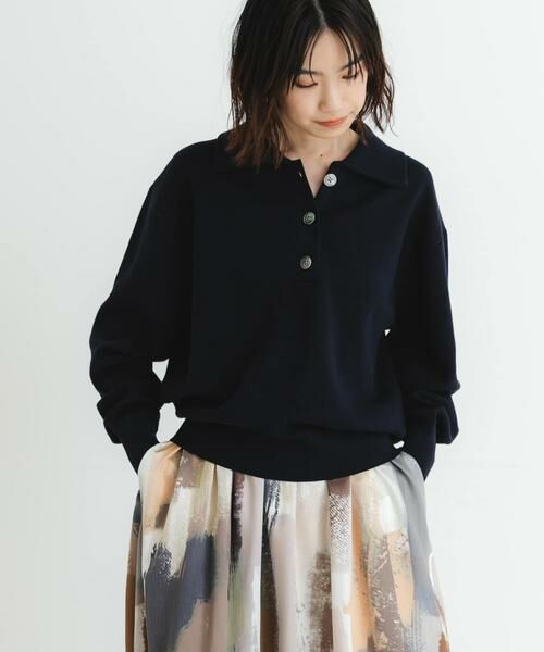 URBAN RESEARCH / アーバンリサーチ ニット・セーター | スウェットライクシャツカラーニット | 詳細1
