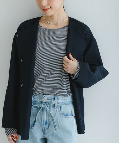 URBAN RESEARCH / アーバンリサーチ ノーカラージャケット | ツイルノーカラーリバーコート | 詳細1