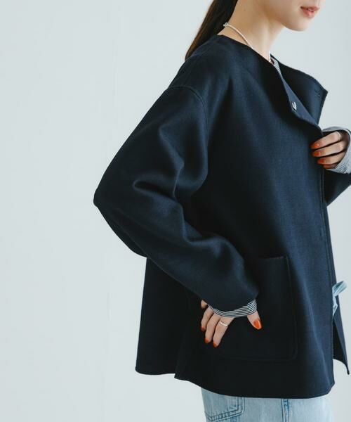 URBAN RESEARCH / アーバンリサーチ ノーカラージャケット | ツイルノーカラーリバーコート | 詳細2