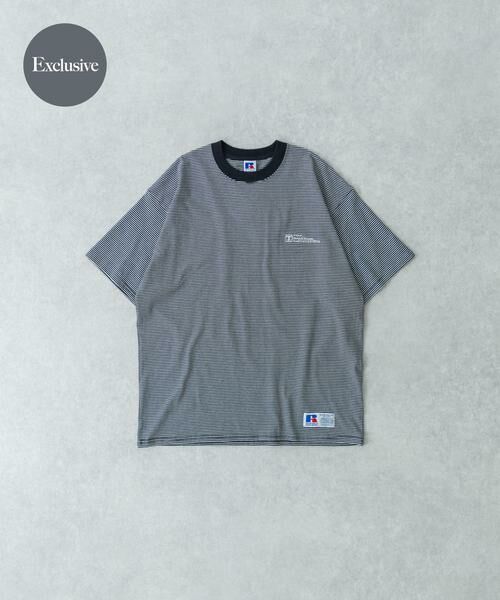 URBAN RESEARCH/アーバンリサーチ 『別注』RUSSELL ATHLETIC×UR BORDER SHORT-SLEEVE TEE ネイビー L