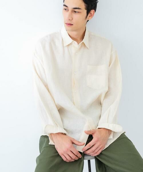URBAN RESEARCH/アーバンリサーチ LINEN LONG-SLEEVE SHIRTS オフホワイト L