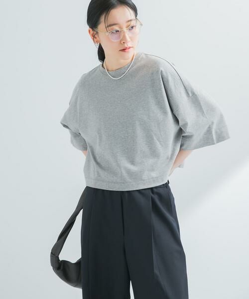 URBAN RESEARCH / アーバンリサーチ Tシャツ | ショート丈ハーフスリーブカットソー(グレー系その他)