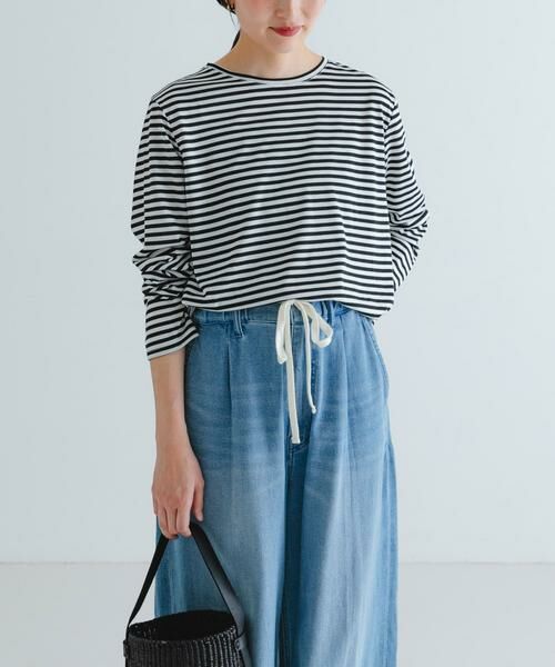 URBAN RESEARCH / アーバンリサーチ Tシャツ | テンセルコットンボーダーカットソー | 詳細1