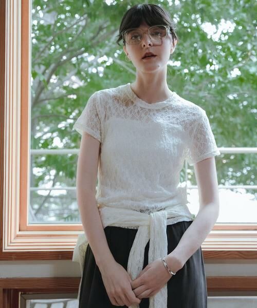 URBAN RESEARCH / アーバンリサーチ Tシャツ | ストレッチレースTシャツ(オフホワイト)