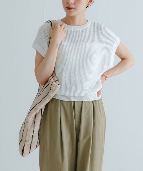 URBAN RESEARCH / アーバンリサーチ ベスト | ペーパーヤーンフレンチスリーブニット | 詳細1
