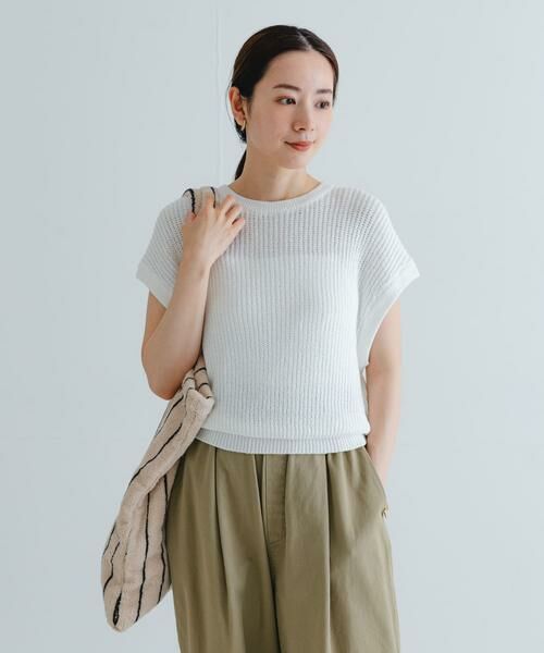 URBAN RESEARCH / アーバンリサーチ ベスト | ペーパーヤーンフレンチスリーブニット | 詳細3