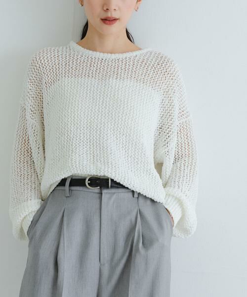 URBAN RESEARCH / アーバンリサーチ ニット・セーター | 『WEB/一部店舗限定カラー』透かし柄ルーズニット | 詳細1