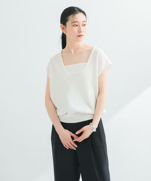 URBAN RESEARCH/アーバンリサーチ リネンコットンVネックニットベスト オフホワイト FREE URBAN RESEARCH/アーバンリサーチ リネンコットンVネックニットベスト オフホワイト FREE