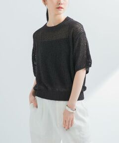 URBAN RESEARCH / アーバンリサーチ ニット・セーター | 透かし柄ハーフスリーブニット