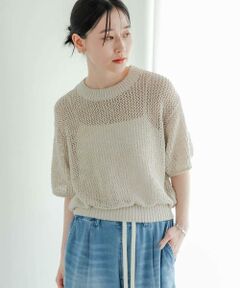 URBAN RESEARCH / アーバンリサーチ ニット・セーター | 透かし柄ハーフスリーブニット