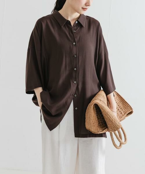 URBAN RESEARCH/アーバンリサーチ ハーフスリーブシアーワイドシャツ ブラウン FREE URBAN RESEARCH/アーバンリサーチ ハーフスリーブシアーワイドシャツ ブラウン FREE