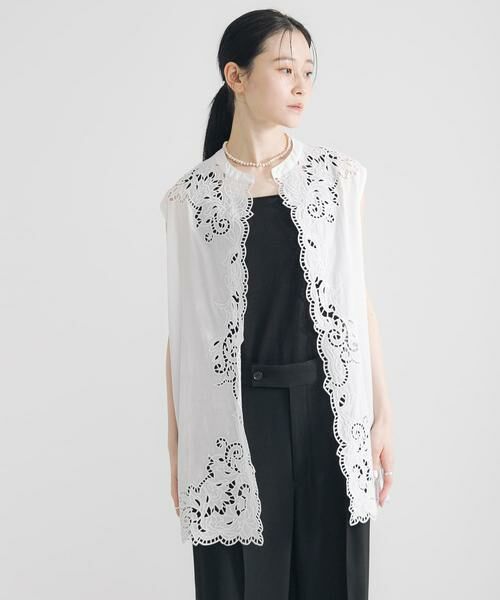 URBAN RESEARCH/アーバンリサーチ カットワークレース刺繍ジレ オフホワイト FREE URBAN RESEARCH/アーバンリサーチ カットワークレース刺繍ジレ オフホワイト FREE