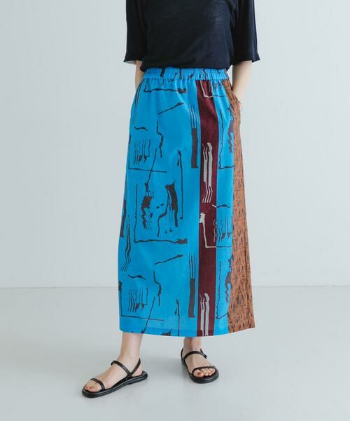 URBAN RESEARCH/アーバンリサーチ 『2サイズ展開』アートプリントストレートスカート ブルー 40