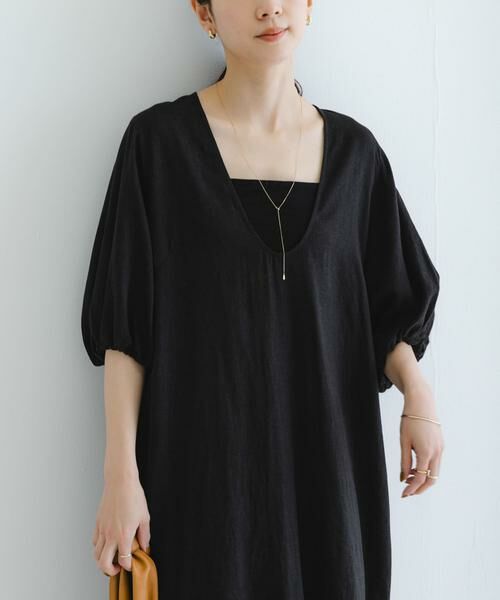 セール】 リネンレーヨンUネックワンピース （ワンピース