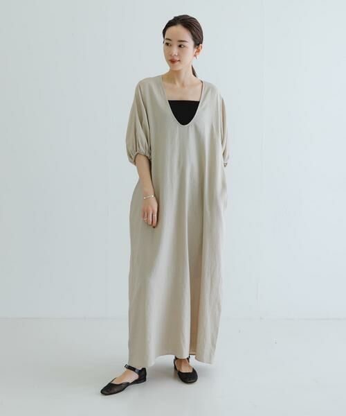 URBAN RESEARCH / アーバンリサーチ ワンピース | リネンレーヨンUネックワンピース | 詳細15