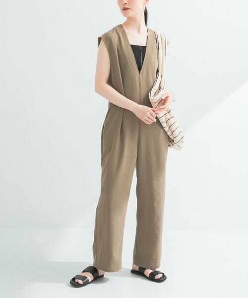 URBAN RESEARCH / アーバンリサーチ サロペット・オールインワン | 『2サイズ展開』リネンライク深Vネックオールインワン | 詳細3