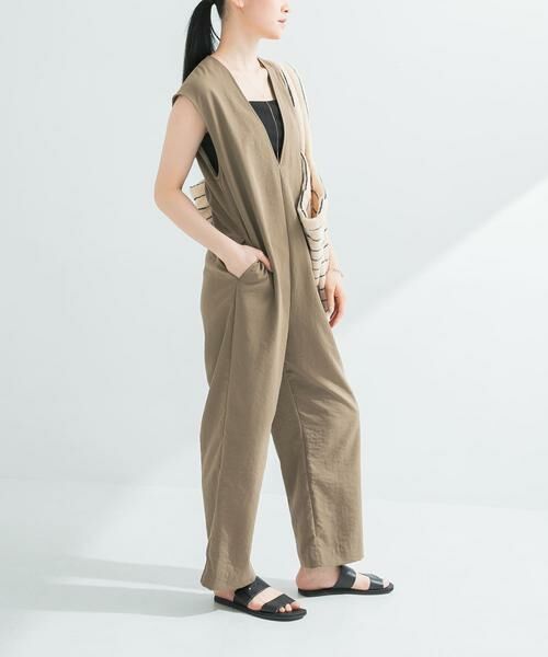 URBAN RESEARCH / アーバンリサーチ サロペット・オールインワン | 『2サイズ展開』リネンライク深Vネックオールインワン | 詳細4