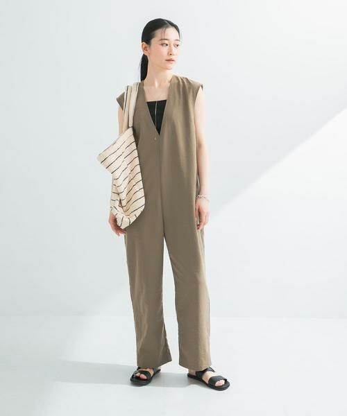 URBAN RESEARCH / アーバンリサーチ サロペット・オールインワン | 『2サイズ展開』リネンライク深Vネックオールインワン | 詳細6