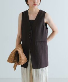 URBAN RESEARCH / アーバンリサーチ ベスト | コットンリネンノーカラージレ