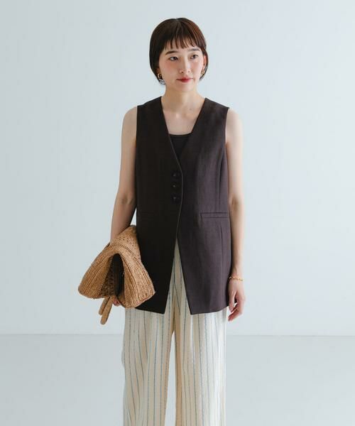 URBAN RESEARCH / アーバンリサーチ ベスト | コットンリネンノーカラージレ | 詳細3