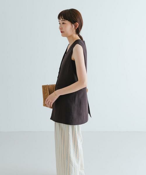 URBAN RESEARCH / アーバンリサーチ ベスト | コットンリネンノーカラージレ | 詳細4