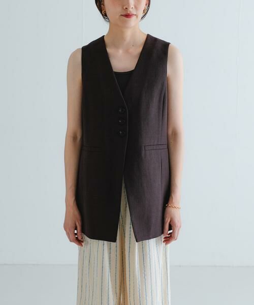 URBAN RESEARCH / アーバンリサーチ ベスト | コットンリネンノーカラージレ | 詳細8
