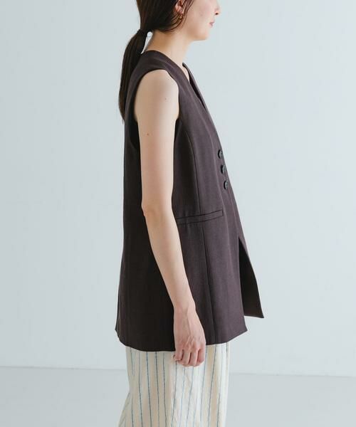 URBAN RESEARCH / アーバンリサーチ ベスト | コットンリネンノーカラージレ | 詳細9