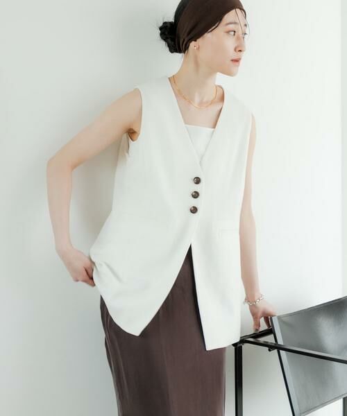 URBAN RESEARCH / アーバンリサーチ ベスト | コットンリネンノーカラージレ | 詳細18