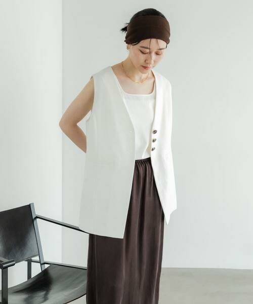 URBAN RESEARCH / アーバンリサーチ ベスト | コットンリネンノーカラージレ | 詳細19