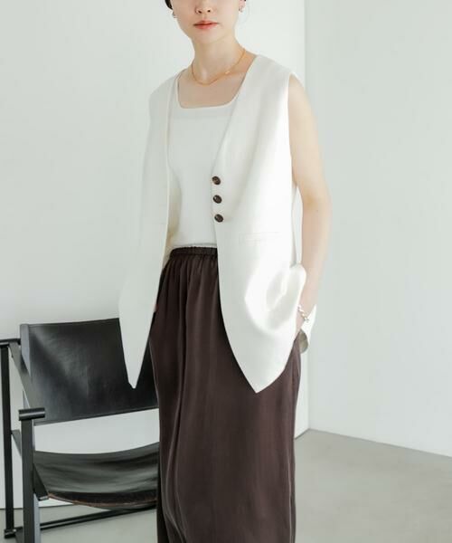 URBAN RESEARCH / アーバンリサーチ ベスト | コットンリネンノーカラージレ | 詳細21