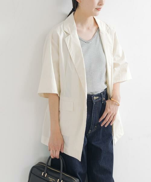 URBAN RESEARCH/アーバンリサーチ コットンハーフスリーブジャケット アイボリー FREE