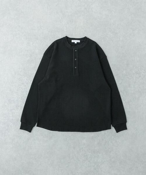 URBAN RESEARCH / アーバンリサーチ Tシャツ | 『UR TECH』度詰めワッフルヘンリーロングスリーブ(ブラック)