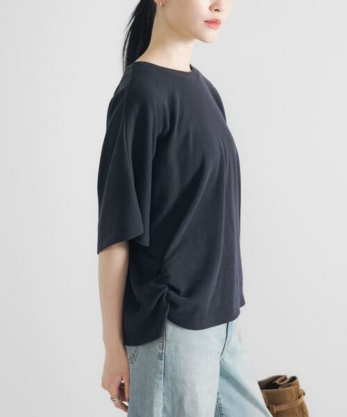 URBAN RESEARCH / アーバンリサーチ Tシャツ | サイドギャザードルマントップス（ネイビー）