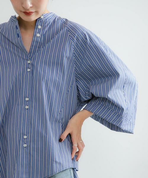 URBAN RESEARCH / アーバンリサーチ シャツ・ブラウス | イレギュラーヘムスタンドカラー7分袖ブラウス | 詳細1