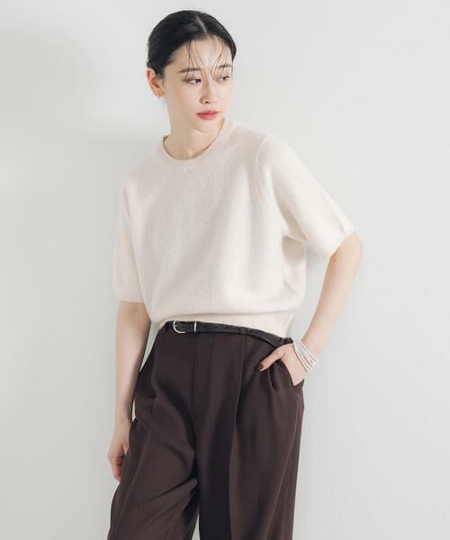 URBAN RESEARCH/アーバンリサーチ FOX/CASHMEREハーフスリーブニット オフホワイト FREE URBAN RESEARCH/アーバンリサーチ FOX/CASHMEREハーフスリーブニット オフホワイト FREE