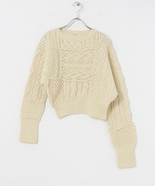 URBAN RESEARCH/アーバンリサーチ CURRENTAGE CABLE PATCH KNIT ホワイト 9 URBAN RESEARCH/アーバンリサーチ CURRENTAGE CABLE PATCH KNIT ホワイト 9