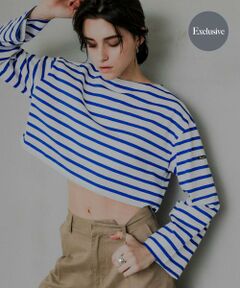 URBAN RESEARCH / アーバンリサーチ Tシャツ | 『WEB/一部店舗限定』『別注』Le minor×UR　Border cropped Tee