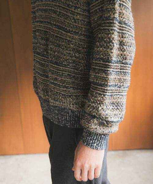 URBAN RESEARCH / アーバンリサーチ ニット・セーター | 『別注』crepuscule×URBAN RESEARCH　Multi Border Mix CREW-NECK | 詳細1