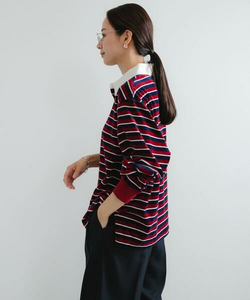 URBAN RESEARCH / アーバンリサーチ Tシャツ | 『UR TECH』ベロアボーダーラガーシャツ | 詳細5