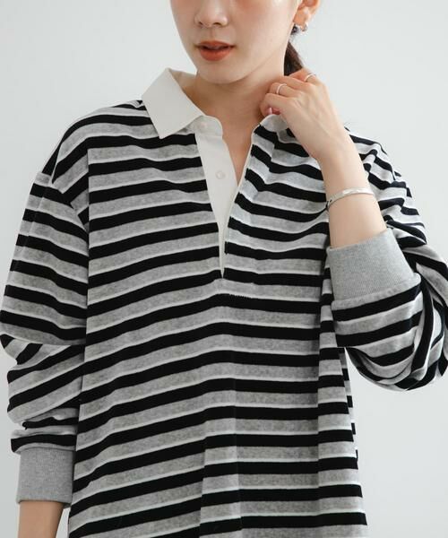 URBAN RESEARCH / アーバンリサーチ Tシャツ | 『UR TECH』ベロアボーダーラガーシャツ | 詳細15