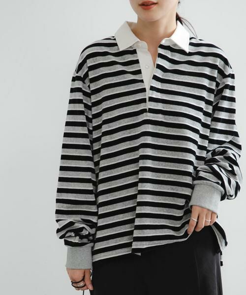 URBAN RESEARCH / アーバンリサーチ Tシャツ | 『UR TECH』ベロアボーダーラガーシャツ | 詳細17