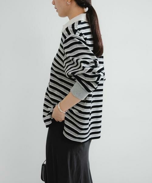 URBAN RESEARCH / アーバンリサーチ Tシャツ | 『UR TECH』ベロアボーダーラガーシャツ | 詳細18