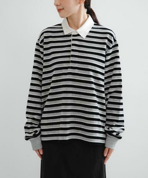 URBAN RESEARCH / アーバンリサーチ Tシャツ | 『UR TECH』ベロアボーダーラガーシャツ | 詳細21