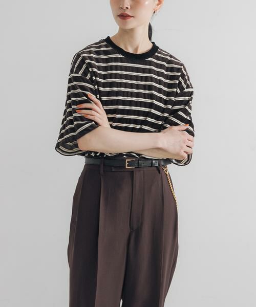 URBAN RESEARCH / アーバンリサーチ Tシャツ | ベロアボーダーカットソー | 詳細4